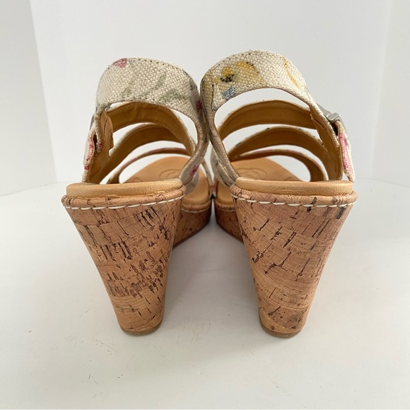 b.o.c Born Concepts Schirra Platform Wedge Heel Sandals Floral Canvas Size 9M - Picture 5 of 17